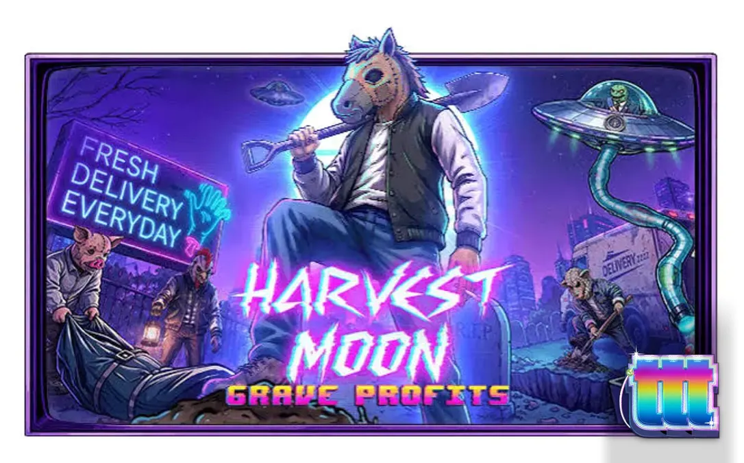 Harvest Moon Grave Profits slot reels na may mga simbolo ng organo